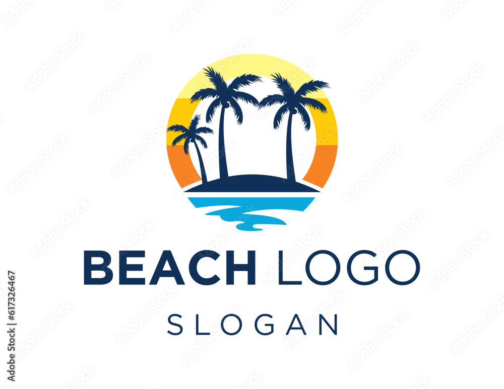 Poster logo about beach on a white background. created using the coreldraw application.