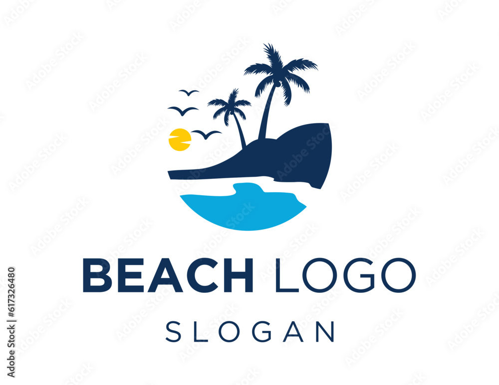 Poster logo about beach on a white background. created using the coreldraw application.