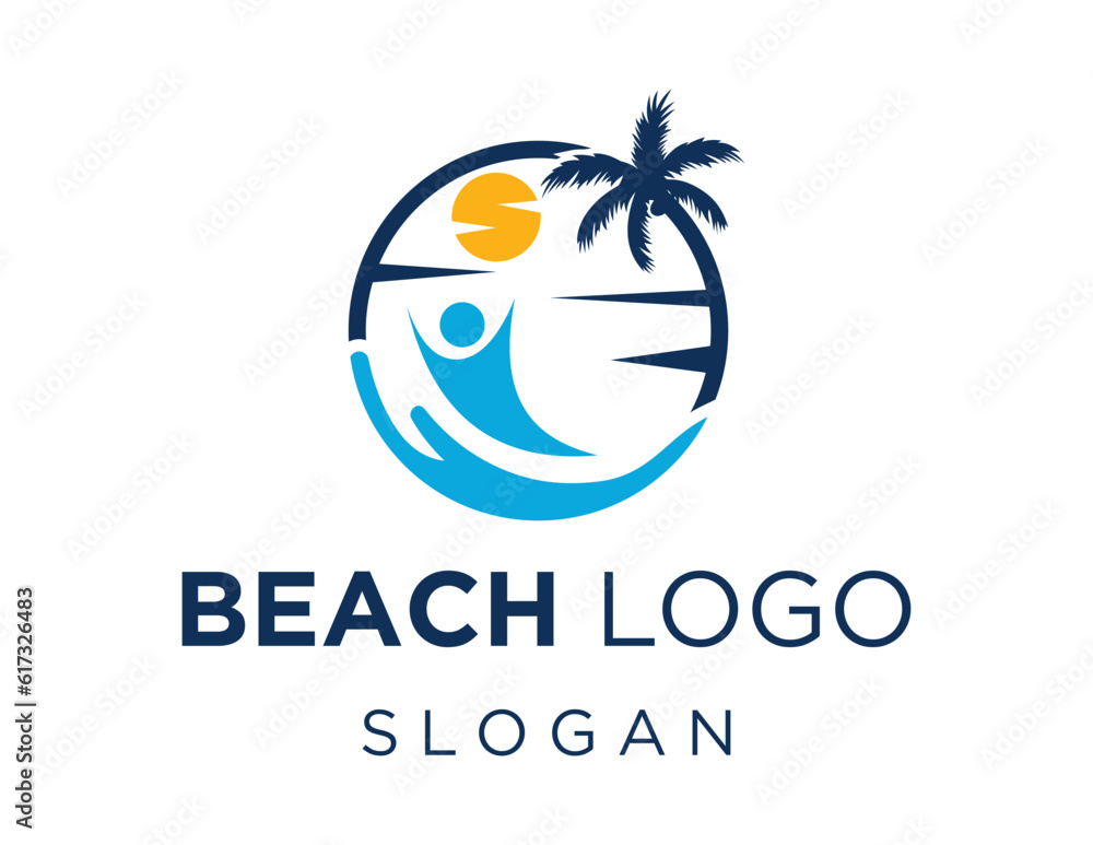 Poster logo about beach on a white background. created using the coreldraw application.