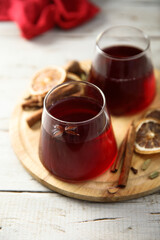 Traditional homemade mulled wine with spices