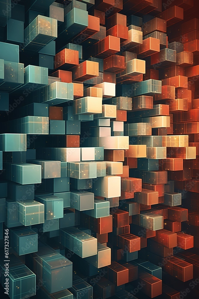 Poster a non-representational backdrop made up of squares and rectangles