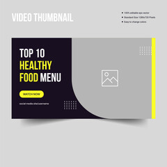 Youtube creative thumbnail for food recipe tips and trick banner design, editable vector eps 10 file format