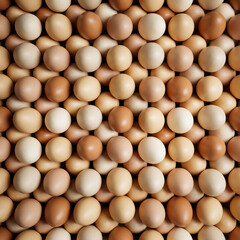 Closeup of a large amount of raw hen's eggs, perfect for a healthy breakfast.