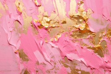 Obraz na płótnie Canvas Pink peeling paint with gold foil texture Generative AI 