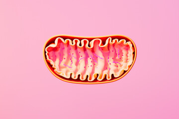 Cross-Section View of Mitochondria - A Detailed 3D Rendering of the Organelle.