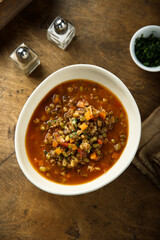 Traditional homemade lentil soup