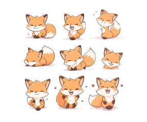 cute orange fox mascot illustration