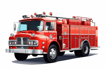 Red Firetruck isolated on white background