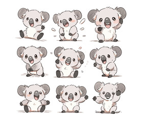 cute koala mascot emotion illustration