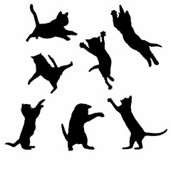 vector set of cute cat silhouettes, cat symbol or sign