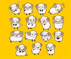 cute sheep mascot illustration