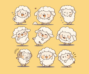 cute sheep mascot illustration