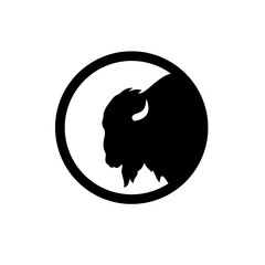 vector logo Buffalo Head, inside a circle, ranch.