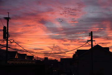 Fototapeta na wymiar 田舎の夕焼け風景 