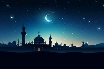 Captivating Night Sky Islamic Background Created with Generative AI