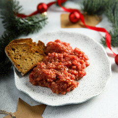 Traditional homemade steak tartare
