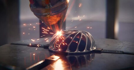 3D Printer Building Metal Turbine – Future of Industrial Manufacturing, CNC CAD Process, 4K Render - Powered by Adobe