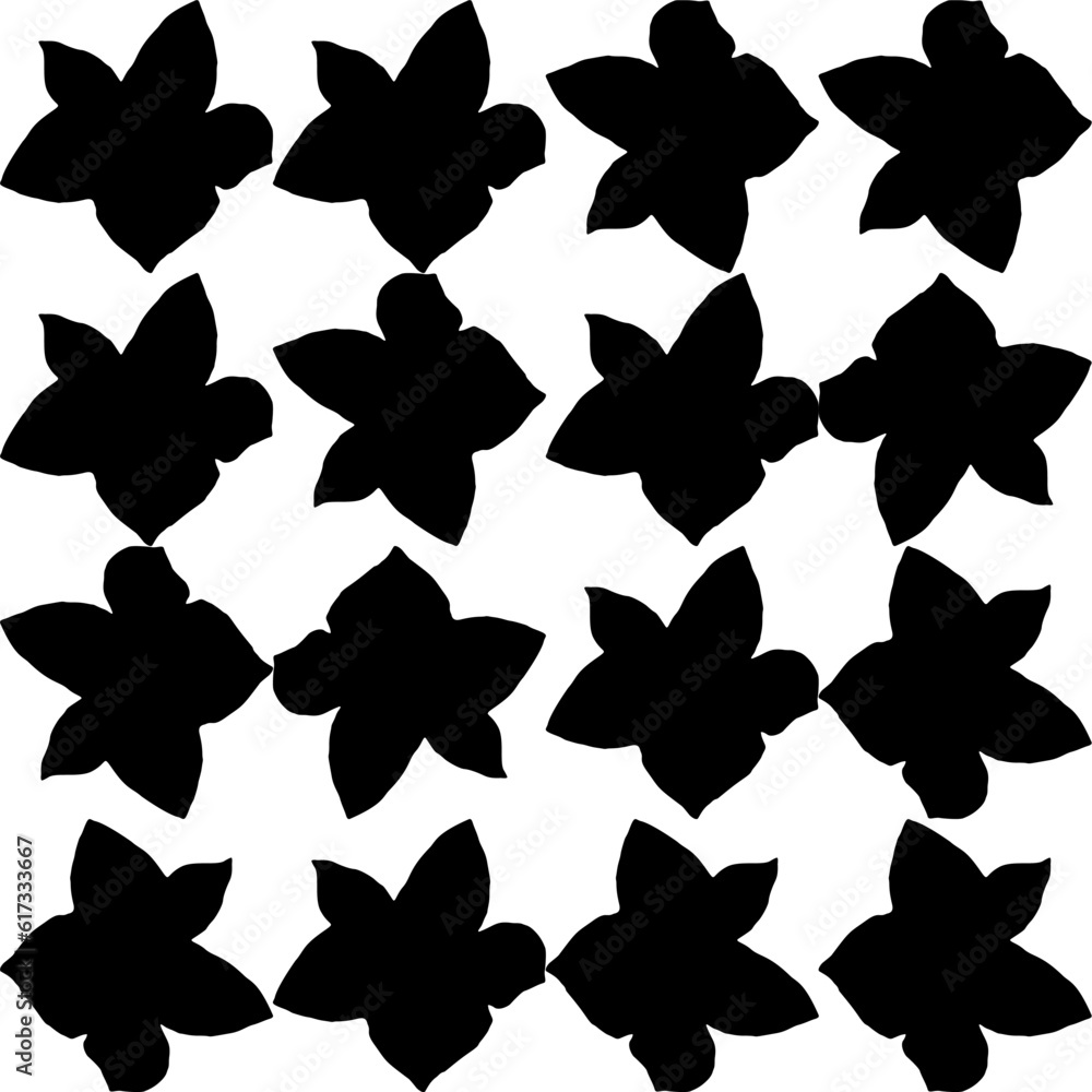 Aufkleber abstract flower elements vector seamless pattern. simple repeat in black on white background.