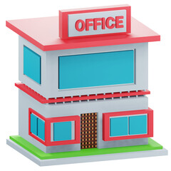 3d office modern building illustration with transparent background