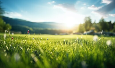  Feld with trees and some grass around a house, Illustration AI Generative.