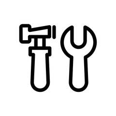 hammer and wrench vector illustration isolated sign symbol icon suitable for display, website, logo and designer. High quality black style vector icon. Icon design