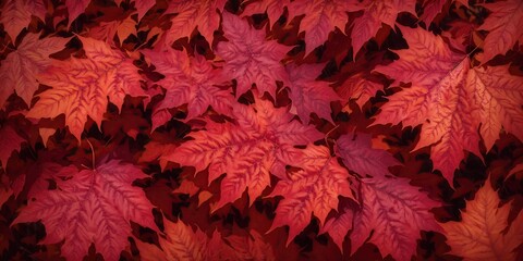 Autumn background from colorful red leaves close up.