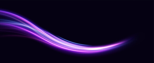 Naklejka premium neural network.Neon speed lines. Dynamic light motion traces. Light trace wave, trace line. 