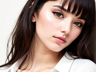 Naklejka premium Portrait of a young woman, generative AI