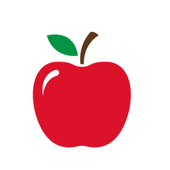 Apple red icon line art style isolated on white background vector illustration
