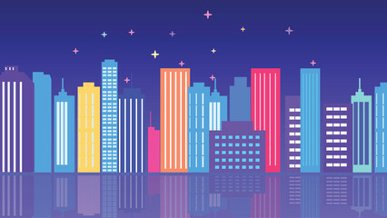 Fototapeta premium City building vector skyline real estate illustration in silhouette style