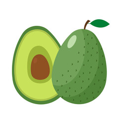 Flat icon fruit avocado with leaf Vector illustration isolated