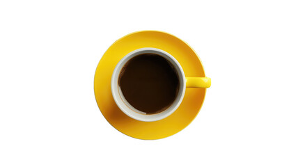 a vibrant yellow coffee cup with a black handle, placed on a black surface. The cup sits alone, catching the viewer's attention because of its colorful appearance.