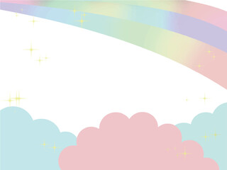 カラフルな雲と虹のかわいい背景