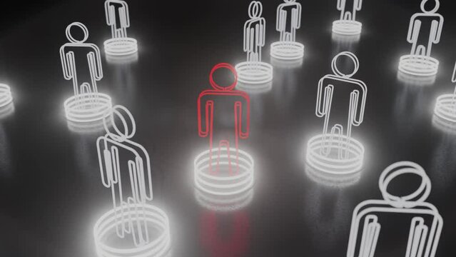 Neon light human figures, insider threat suspect.