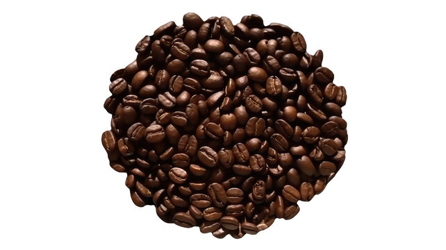 a large group of coffee beans, with many beans closely packed together, forming a huge circle. The beans cover a significant portion of the image, creating a visually impressive display.