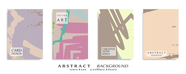 Abstract backgrouns set, grunge texture. Minimalistic art, brush strokes style. Design for card, brochure, banner idea, book cover, booklet print, flyer sheet a4. Collage page, web header template.