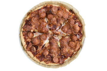 Homemade Pizza in plate ,isolated