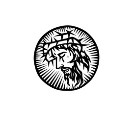 The face of the Lord Jesus in Circle Light, art vector design