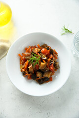 Traditional homemade vegetable ragout with fresh rosemary