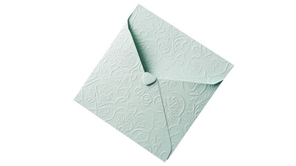 Top View of Pastel Green Embossed Floral Envelope Element.