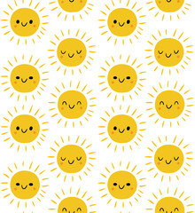 Sunny pattern. Sun with different emotions - 617342097