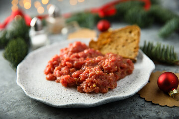 Traditional homemade steak tartare