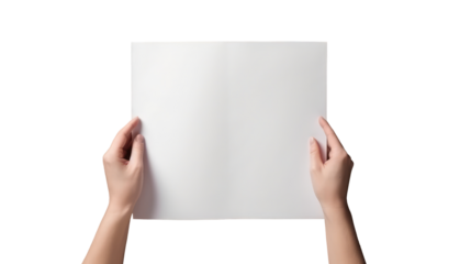 Photography of Human Hand Holding Blank White Bi-Fold Paper.