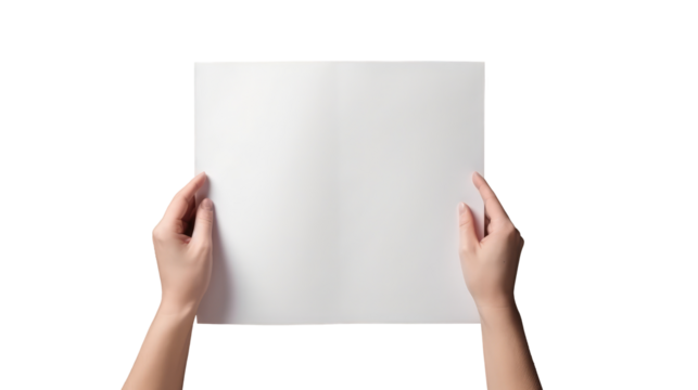 Photography of Human Hand Holding Blank White Bi-Fold Paper.