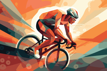 cyclists on bicycle with vector format