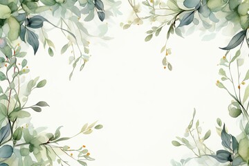 Watercolor Eucalyptus Leaves Frame | Botanical Wedding Stationery
