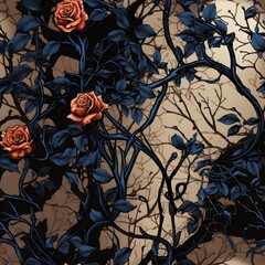 roses on the wall,flower.seamless,AI generated