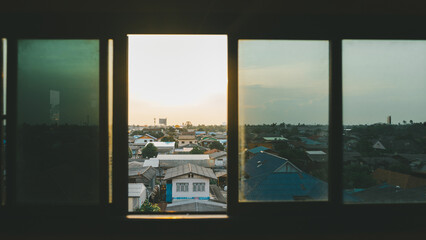 Fototapeta na wymiar Urban Window Views: Captivating Real Estate Photography for Sale.