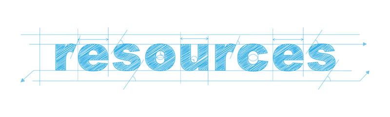 RESOURCES blue vector draft text