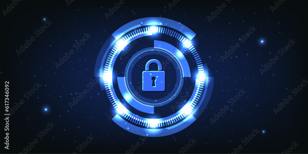Poster cyber security and data protection banner. future cyber technology web services for business and int